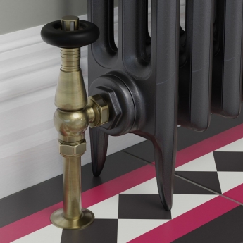 West Jaguar TRV Angled Thermostatic Radiator Valve and Lockshield - Antique Brass