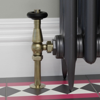 West Jaguar TRV Angled Thermostatic Radiator Valve and Lockshield - Antique Brass