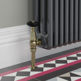 West Jaguar TRV Angled Thermostatic Radiator Valve and Lockshield - Antique Brass