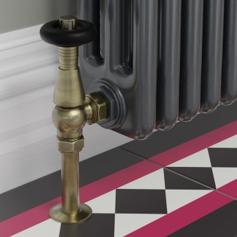 West Jaguar TRV Angled Thermostatic Radiator Valve and Lockshield - Antique Brass