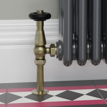 West Jaguar TRV Angled Thermostatic Radiator Valve and Lockshield - Antique Brass