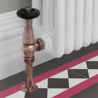 West Jaguar TRV Angled Thermostatic Radiator Valve and Lockshield - Antique Copper