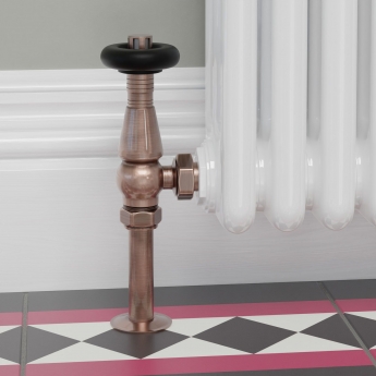 West Jaguar TRV Angled Thermostatic Radiator Valve and Lockshield - Antique Copper