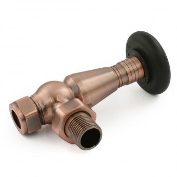 West Jaguar TRV Angled Thermostatic Radiator Valve and Lockshield - Antique Copper