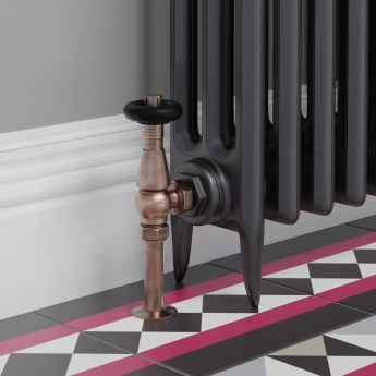 West Jaguar TRV Angled Thermostatic Radiator Valve and Lockshield - Antique Copper