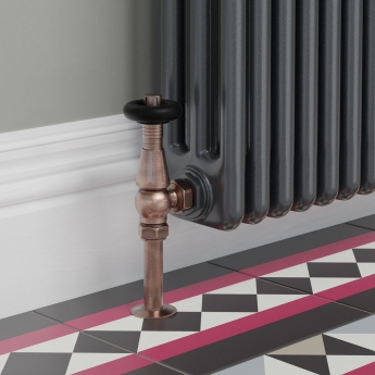 West Jaguar TRV Angled Thermostatic Radiator Valve and Lockshield - Antique Copper
