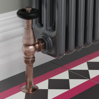 West Jaguar TRV Angled Thermostatic Radiator Valve and Lockshield - Antique Copper
