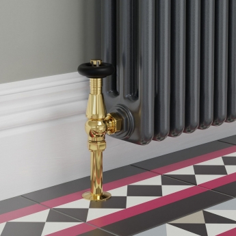 West Jaguar TRV Angled Thermostatic Radiator Valve and Lockshield - Brass