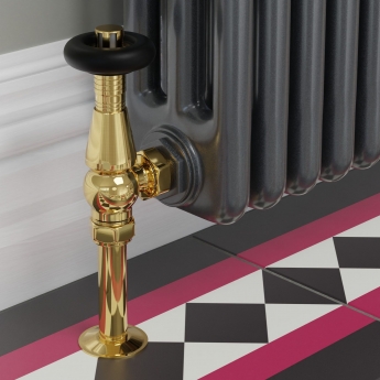 West Jaguar TRV Angled Thermostatic Radiator Valve and Lockshield - Brass