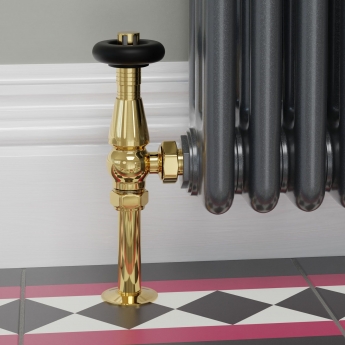 West Jaguar TRV Angled Thermostatic Radiator Valve and Lockshield - Brass