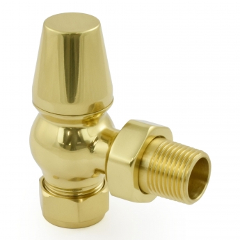 West Jaguar TRV Angled Thermostatic Radiator Valve and Lockshield - Brass