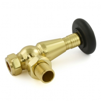 West Jaguar TRV Angled Thermostatic Radiator Valve and Lockshield - Brass