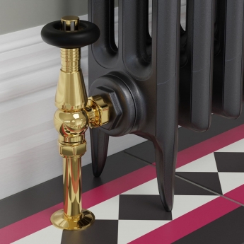 West Jaguar TRV Angled Thermostatic Radiator Valve and Lockshield - Brass