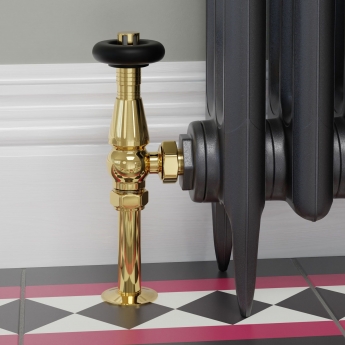 West Jaguar TRV Angled Thermostatic Radiator Valve and Lockshield - Brass
