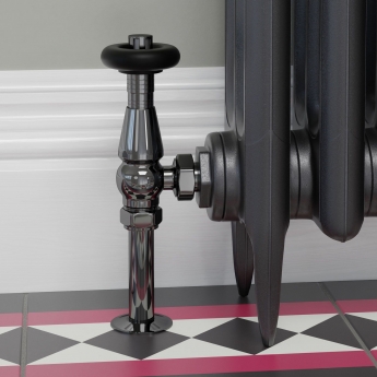 West Jaguar TRV Angled Thermostatic Radiator Valve and Lockshield - Black Nickel
