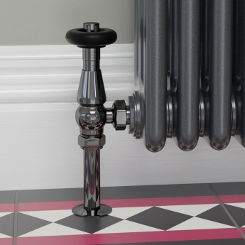 West Jaguar TRV Angled Thermostatic Radiator Valve and Lockshield - Black Nickel