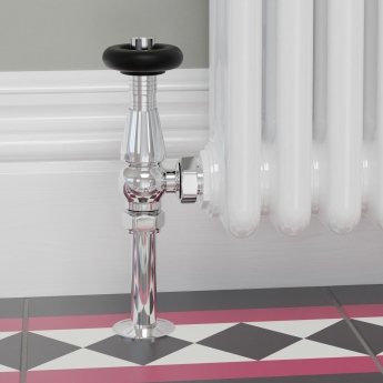 West Jaguar TRV Angled Thermostatic Radiator Valve and Lockshield - Chrome