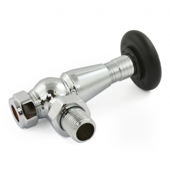 West Jaguar TRV Angled Thermostatic Radiator Valve and Lockshield - Chrome