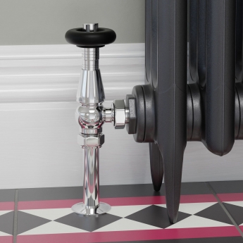 West Jaguar TRV Angled Thermostatic Radiator Valve and Lockshield - Chrome
