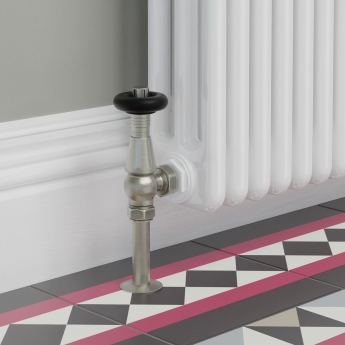 West Jaguar TRV Angled Thermostatic Radiator Valve and Lockshield - Brushed Satin Nickel