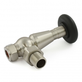 West Jaguar TRV Angled Thermostatic Radiator Valve and Lockshield - Brushed Satin Nickel