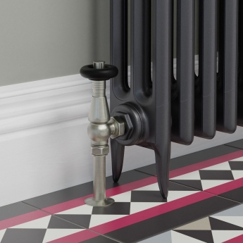 West Jaguar TRV Angled Thermostatic Radiator Valve and Lockshield - Brushed Satin Nickel