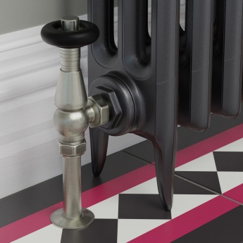 West Jaguar TRV Angled Thermostatic Radiator Valve and Lockshield - Brushed Satin Nickel