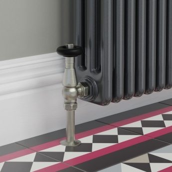 West Jaguar TRV Angled Thermostatic Radiator Valve and Lockshield - Brushed Satin Nickel