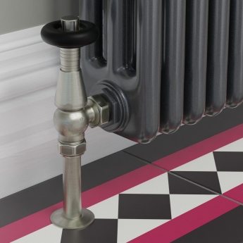 West Jaguar TRV Angled Thermostatic Radiator Valve and Lockshield - Brushed Satin Nickel