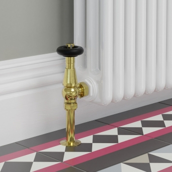 West Jaguar TRV Angled Thermostatic Radiator Valve and Lockshield - Un-Lacquered Brass | Product Image