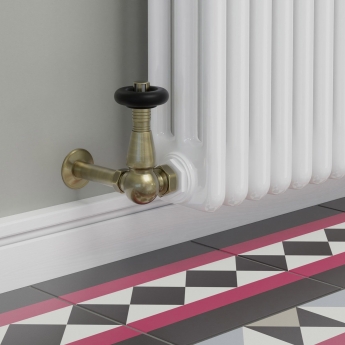 West Jaguar TRV Corner Thermostatic Radiator Valve and Lockshield - Antique Brass