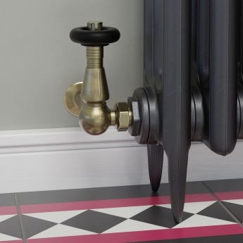 West Jaguar TRV Corner Thermostatic Radiator Valve and Lockshield - Antique Brass