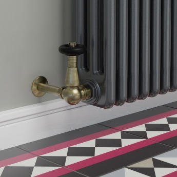 West Jaguar TRV Corner Thermostatic Radiator Valve and Lockshield - Antique Brass