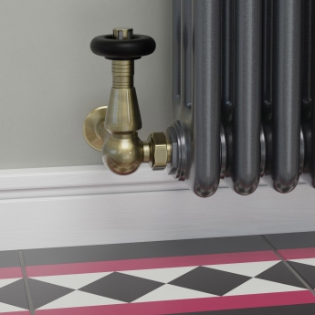 West Jaguar TRV Corner Thermostatic Radiator Valve and Lockshield - Antique Brass