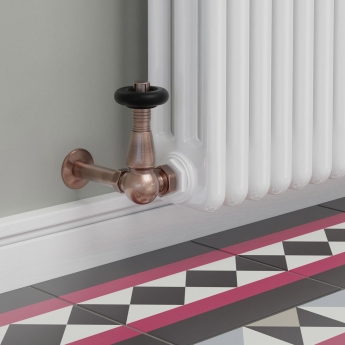 West Jaguar TRV Corner Thermostatic Radiator Valve and Lockshield - Antique Copper