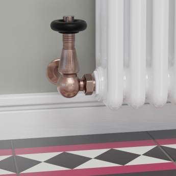 West Jaguar TRV Corner Thermostatic Radiator Valve and Lockshield - Antique Copper