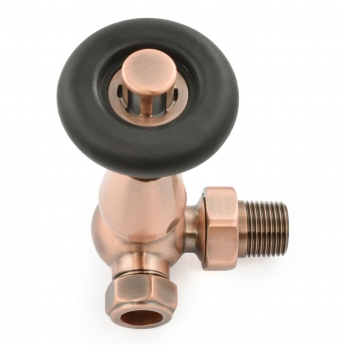 West Jaguar TRV Corner Thermostatic Radiator Valve and Lockshield - Antique Copper