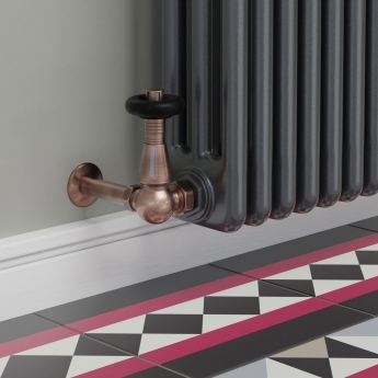 West Jaguar TRV Corner Thermostatic Radiator Valve and Lockshield - Antique Copper