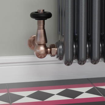 West Jaguar TRV Corner Thermostatic Radiator Valve and Lockshield - Antique Copper