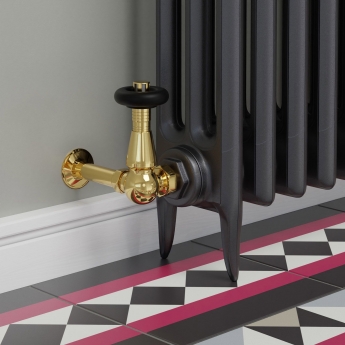 West Jaguar TRV Corner Thermostatic Radiator Valve and Lockshield - Brass