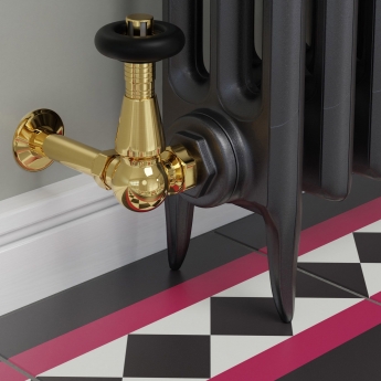 West Jaguar TRV Corner Thermostatic Radiator Valve and Lockshield - Brass