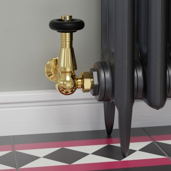 West Jaguar TRV Corner Thermostatic Radiator Valve and Lockshield - Brass
