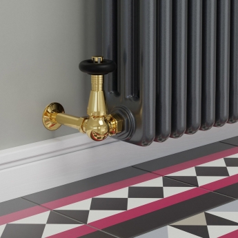 West Jaguar TRV Corner Thermostatic Radiator Valve and Lockshield - Brass