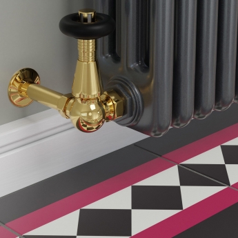 West Jaguar TRV Corner Thermostatic Radiator Valve and Lockshield - Brass