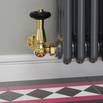 West Jaguar TRV Corner Thermostatic Radiator Valve and Lockshield - Brass