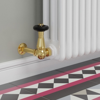West Jaguar TRV Corner Thermostatic Radiator Valve and Lockshield - Brass