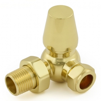 West Jaguar TRV Corner Thermostatic Radiator Valve and Lockshield - Brass
