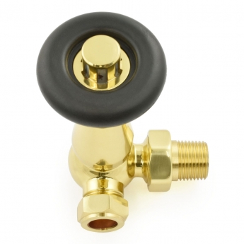 West Jaguar TRV Corner Thermostatic Radiator Valve and Lockshield - Brass