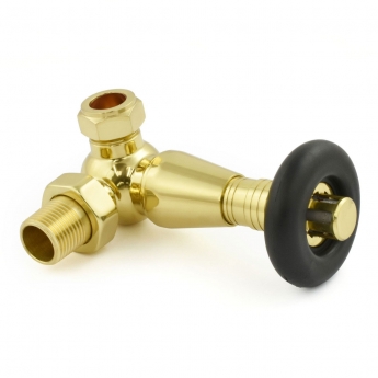 West Jaguar TRV Corner Thermostatic Radiator Valve and Lockshield - Brass