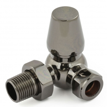 West Jaguar TRV Corner Thermostatic Radiator Valve and Lockshield - Black Nickel